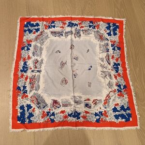 Vintage Alpine Red and Blue Patterned Scarf